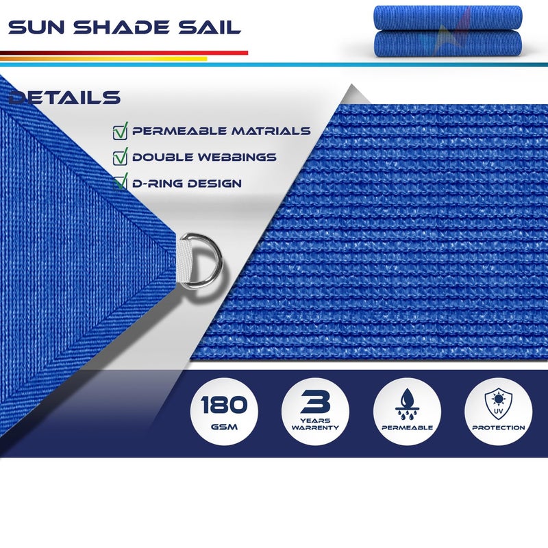 Windscreen4less 16' x 20' Sun Shade Sail Rectangle Outdoor Canopy Cover UV Block for Backyard Porch Pergola Deck Garden Patio (Blue) - Image 3